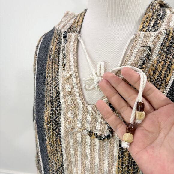 Soft Surroundings Size M Tunic Pullover Hoodie Striped Earthy Granola Beach Boho - Picture 9 of 16